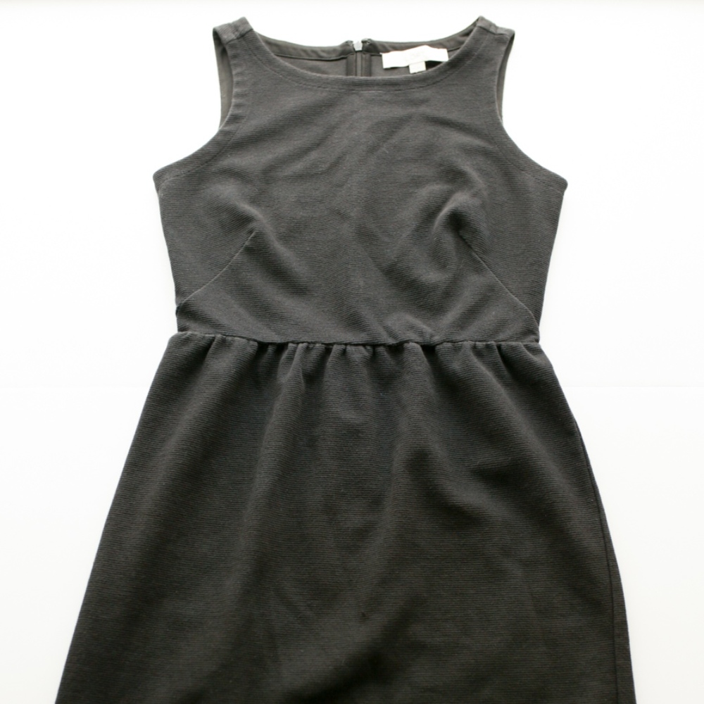 Loft Black Sleeveless Sheath Textured Dress 2P